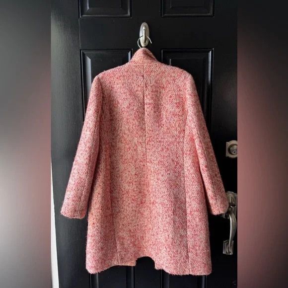 J.Crew Nalya Italian Tweed Lady Coat Peach Pink Wool Blend Topcoat Size 4 - Picture 7 of 15